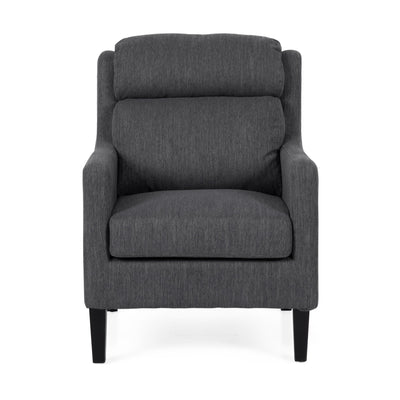 Contemporary Club Chair With Upholstered Fabric And Rubberwood Legs