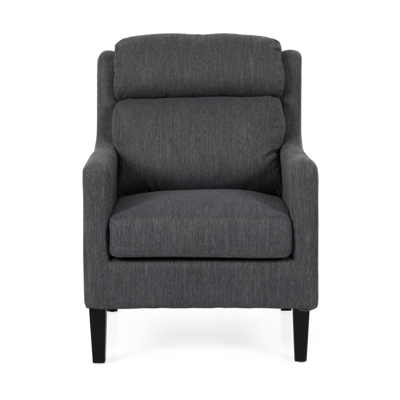 Contemporary Club Chair With Upholstered Fabric And Rubberwood Legs