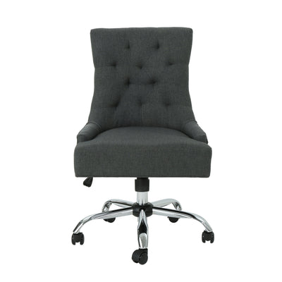 Glory Diamond Tufted Upholstered Office Chair With Rolling Casters And Sloped Arms - Dark Gray / Chrome
