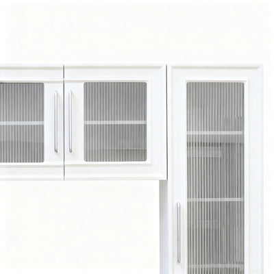 Wall Unit Entertainment Center With Glass Doors For TVs Up To 75" With Drawers For Living Room - White