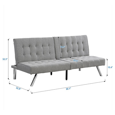 Modern Sofa Bed With Wood Frame And Stainless Legs