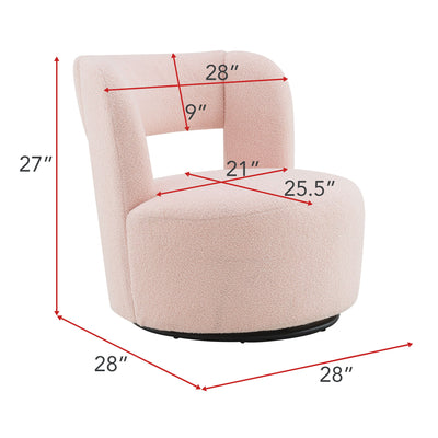 Swivel Comfy Round Barrel Chair With Soft Teddy Fabric For Living Room