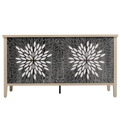 Modern Storage Cabinet With 4 Doors & Adjustable Shelves