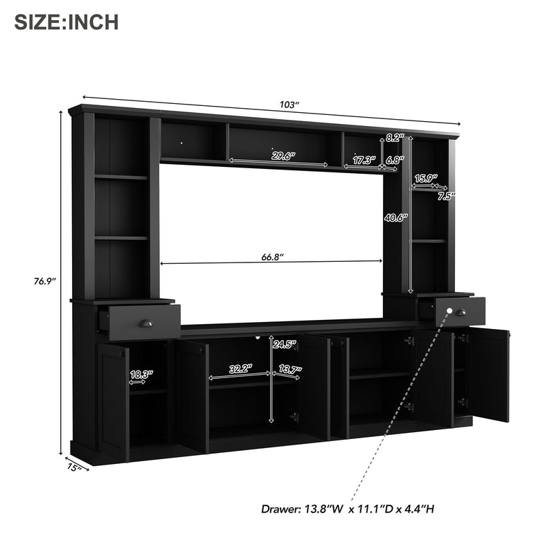 Minimalist Entertainment Wall Unit Set With Bridge For TVs Up To 75"