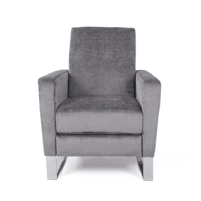 Bolt - Upholstered Recliner Chair With Stainless Steel Base - Gray / Chrome