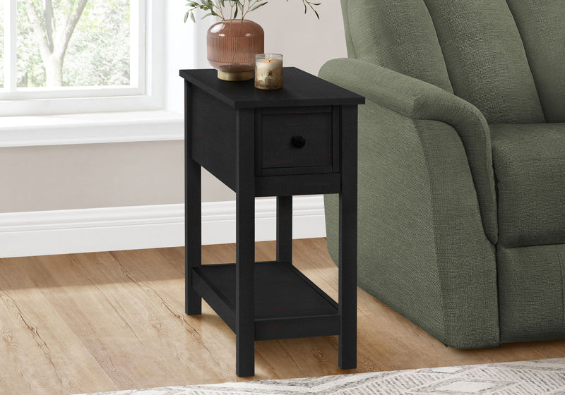 Accent End Table, 2 Tier, Narrow, Lamp, Storage Drawer, Charming Design