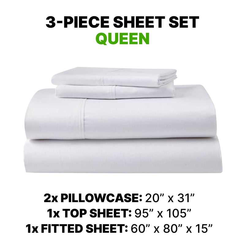 Sheet Set Luxurious Supima Cotton, Wrinkle Resistant, Breathable, With 2 Ghostgrip Band
