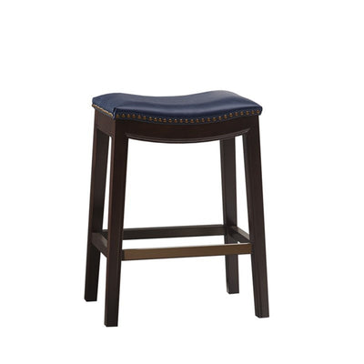 Saddle Counter Stool With Antique Bronze Detailing And High Density Foam - Navy