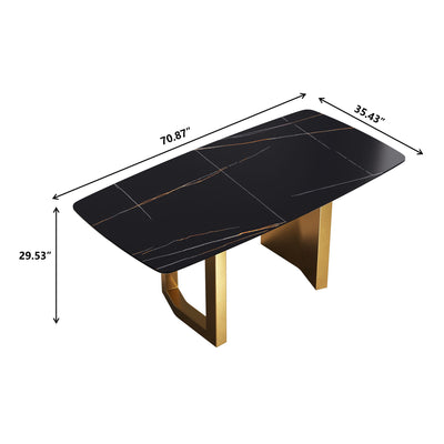 Modern Artificial Stone Dining Table, Can Accommodate 6-8 People - Black
