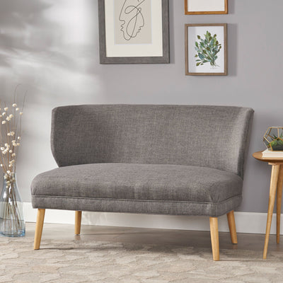 Elegant Classic Upholstered Loveseat With Curved Backrest