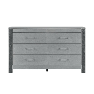 Lorenzo - Dresser With Hidden Jewelry Compartment And Bar Handles In - Silver