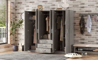 6 Doors Wardrobe Storage For Bedroom, With Big Drawers