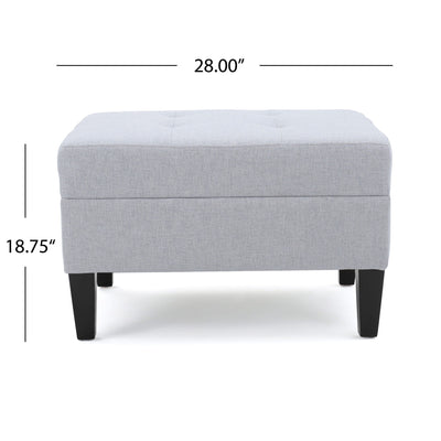 Contemporary Ottoman Footstool With Tufted Upholstery - Light Gray