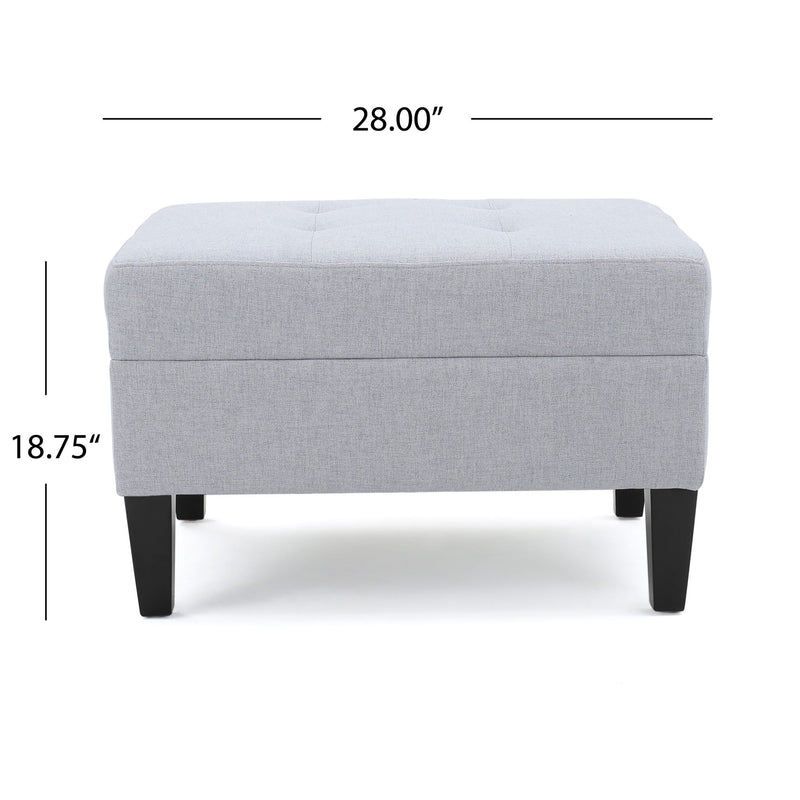 Contemporary Ottoman Footstool With Tufted Upholstery - Light Gray