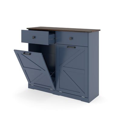 Double Tilt Out Trash Cabinet With Hideaway Drawer And Barn Door Style