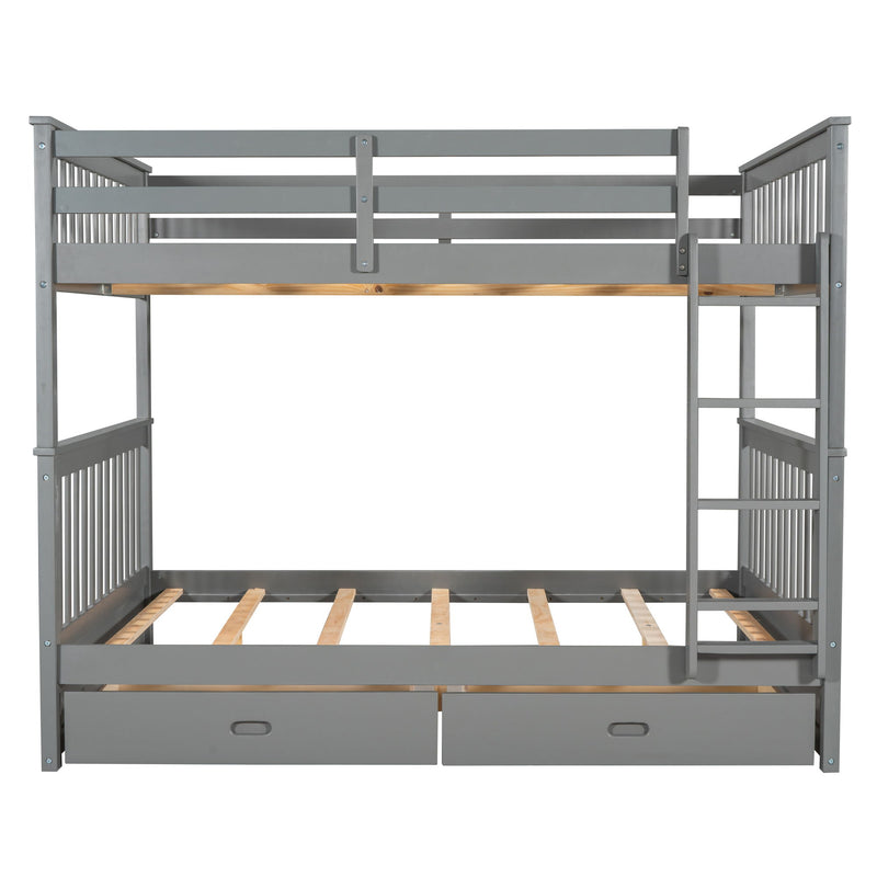 Bunk Bed With Ladders And 2 Storage Drawers