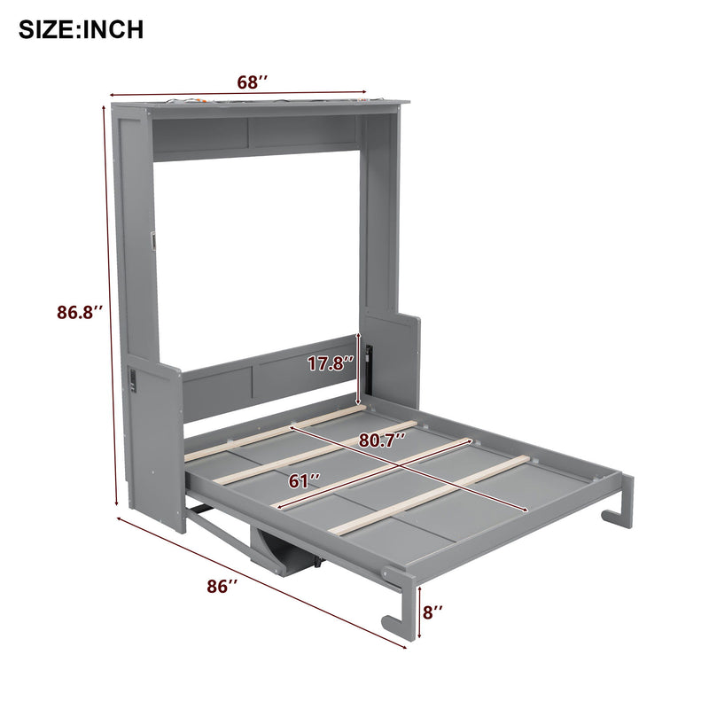 Murphy Bed With Desk, LED Lights & USB Charging Station