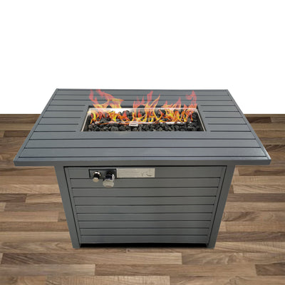 Propane Outdoor Fire Pit Table With Lid - Gray