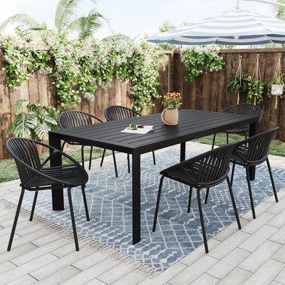 7 Piece Dining Set With Stackable Chairs