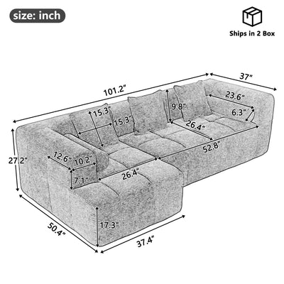 Sectional Free Combined Sofa With 2 Side Pockets