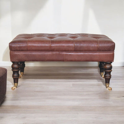 Buffalo - Leather Ottoman With Castor Legs