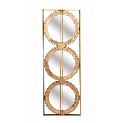 3 Mirror Piece Wall Mirror InRectangular Frame, Home Wall Decor For Bedroom Living Room - Brown