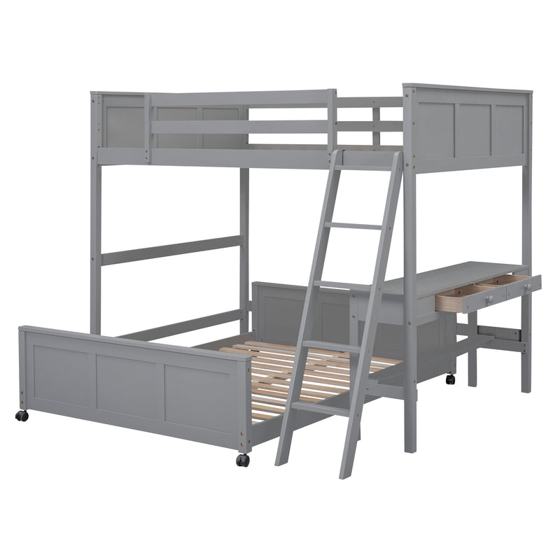 Full Over Full Bunk Bed With Desk
