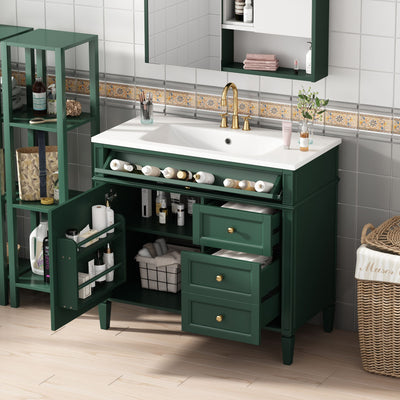 Bathroom Vanity & Top Sink, Modern Bathroom Storage Cabinet With 2 Drawers And A Tip-Out Drawer