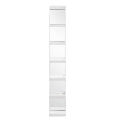 Glam Open Shelving Rack With Mirrored Back For Living Room - Cream / White