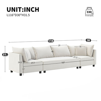 Modern Modular Sectional Oversized Couch Set With Pillows, Minimalist Style Wide Seat Comfy Sofa