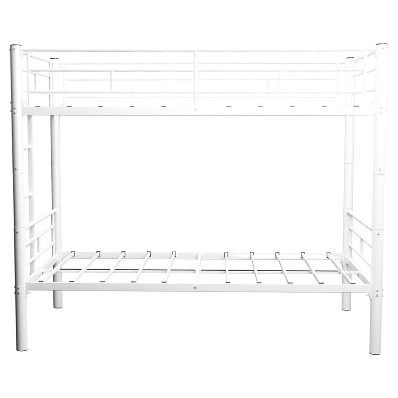 Metal Bunk Bed For Kids, Convertible Bedframe With Ladders & Guardrail