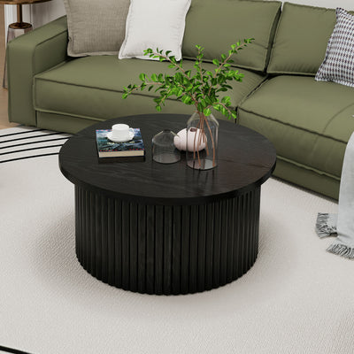 Coffee Table, Round Coffee Table, Modern Side Tables Accent End Table For Living Room, Apartment - Black
