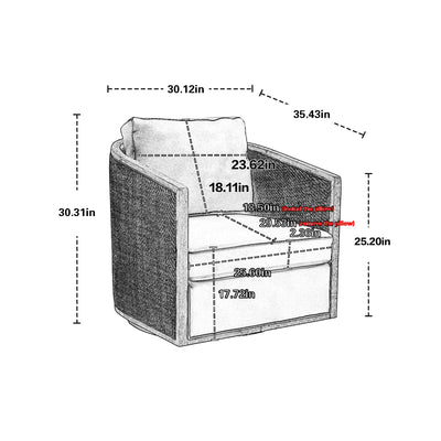 Barrel, Comfy Round Accent Sofa Chair With 360 Degree Swivel, Leisure Arm