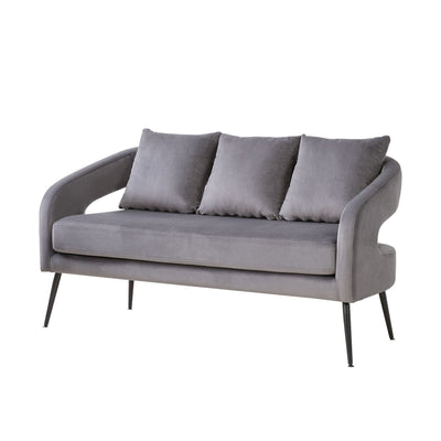 Open Back Loveseat Settee With 3 Pillows