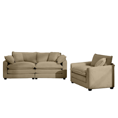 Elegant Corduroy Oversized Sectional Sofa Set With Deep Seats And Flexible Layout