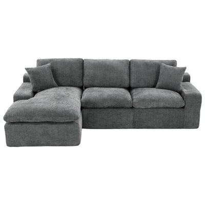 Cloud Sectional Sofa With Double Layer Cushion And Side Pockets, Free-Combined