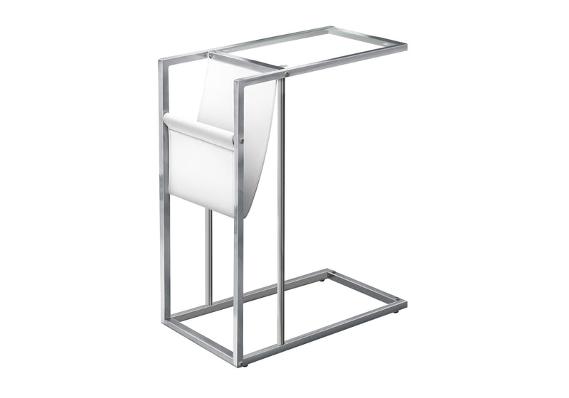 C-Shaped Accent Table Magazine Storage For Living Room - Chrome