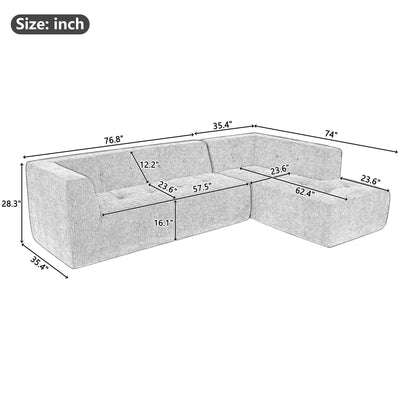 Modular Combination Living Room Sofa Set, Modern Minimalist Sofa, Living Room Upholstered Sofa Bed, Bedroom, 2 Pieces Computer Free Combination, L - Shaped