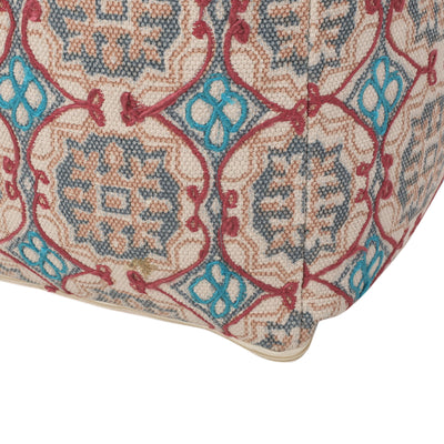 Amelia - Handcrafted Fabric Pouf, Rustic Elegance - Multicolored