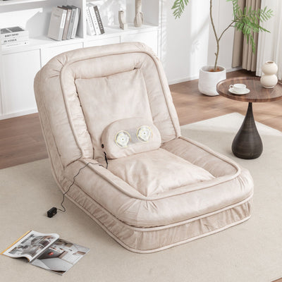 Upholstered Human Dog Bed And Pets, Bean Bag Floor Sofa With Massage Pillow, 5 Adjustable Positions & 2 Soft Pillows