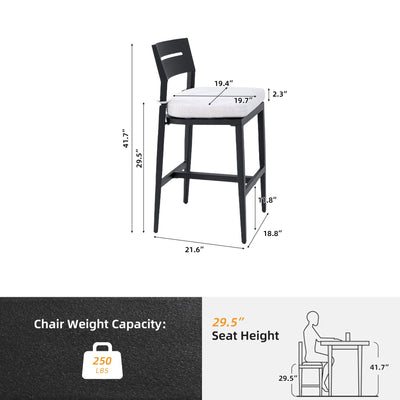 Modern Outdoor Bar Stools With Backrest And Footrest (Set of 2)