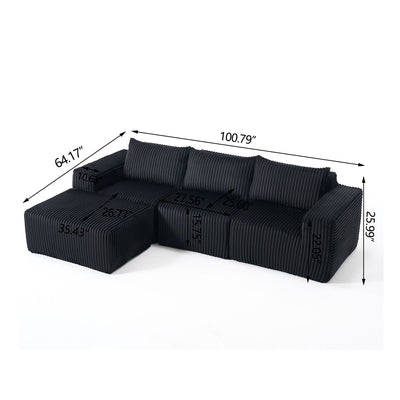 L - Shape Modern Minimalist Modular Sectional Sofa, Upholstered Cloud Couch With Deep Seats