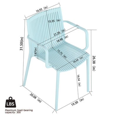 4 Modern Stackable Plastic Armchair Matched With Folding Square Table