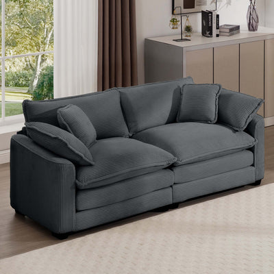Modern 2 Seater With 4 Pillows, Upholstered Deep Seating Loveseat
