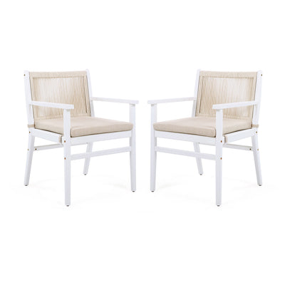 Outdoor Acacia Wood Patio Dining Armchair (Set of 2)