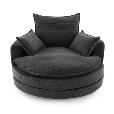 360° Swivel Accent Barrel Chair With Dual Layer Cushion And 3 Removable Pillows