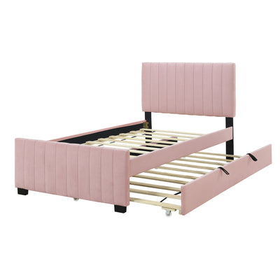 Upholstered Design Platform Bed With Trundle