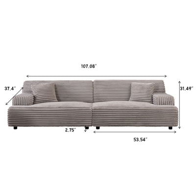 Modern Comfortable Cloud Sofa, Soft Plush Corduroy With Square Armrests