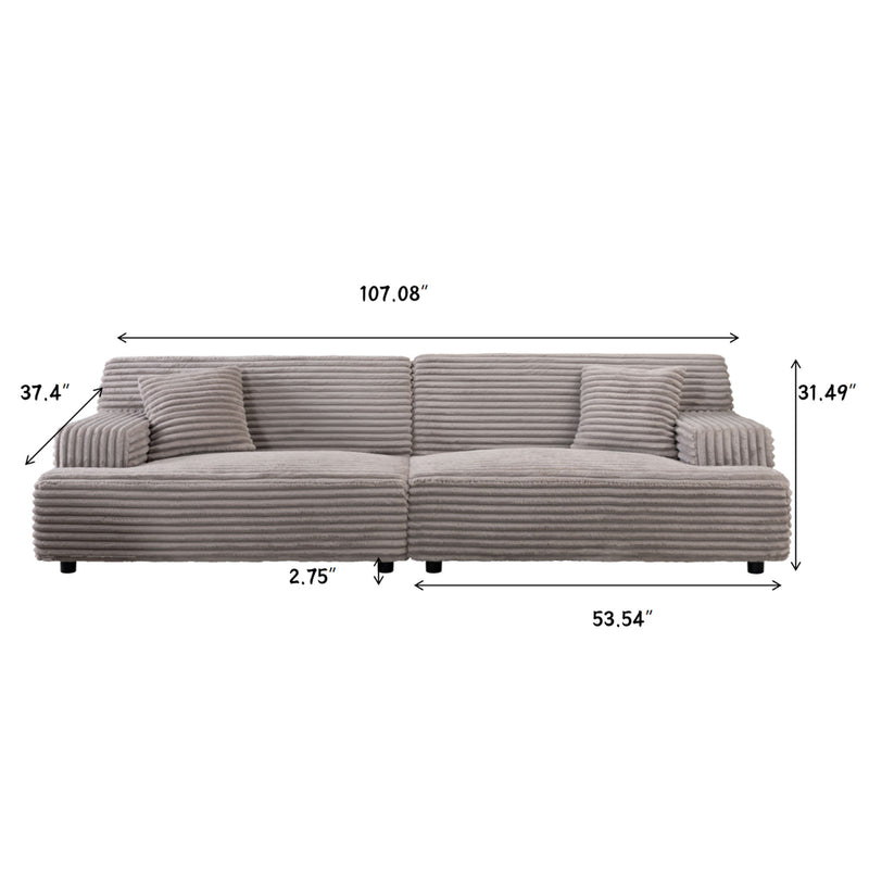 Modern Comfortable Cloud Sofa, Soft Plush Corduroy With Square Armrests