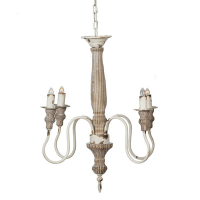 4 Light Chandelier, Hanging Light Fixture With Adjustable Chain For Kitchen, Bulb Not Included - Cream White